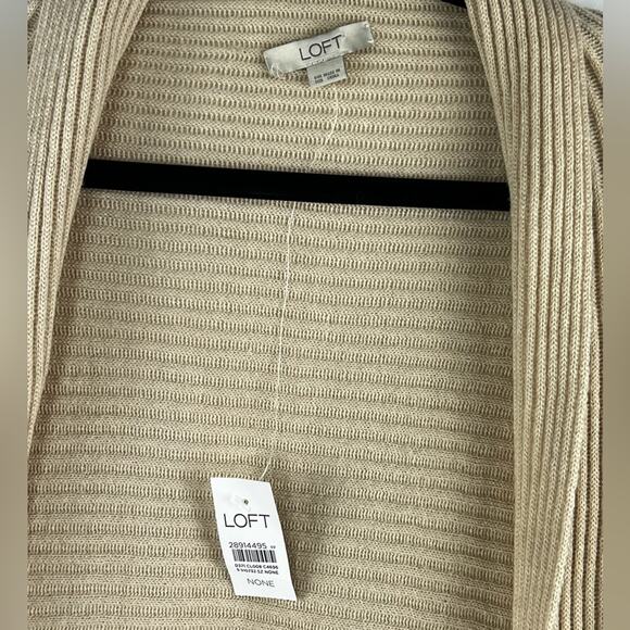 LOFT NWT Ribbed Waterfall Open Front Sweater Vest Oatmeal One Size Fits Most - Picture 8 of 12